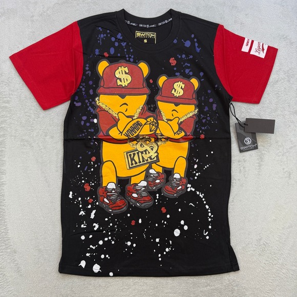 Switch Remarkable Other - Switch Remarkable T Shirt Mens Small Black Red Winnie Bear Hip Hop Streetwear
